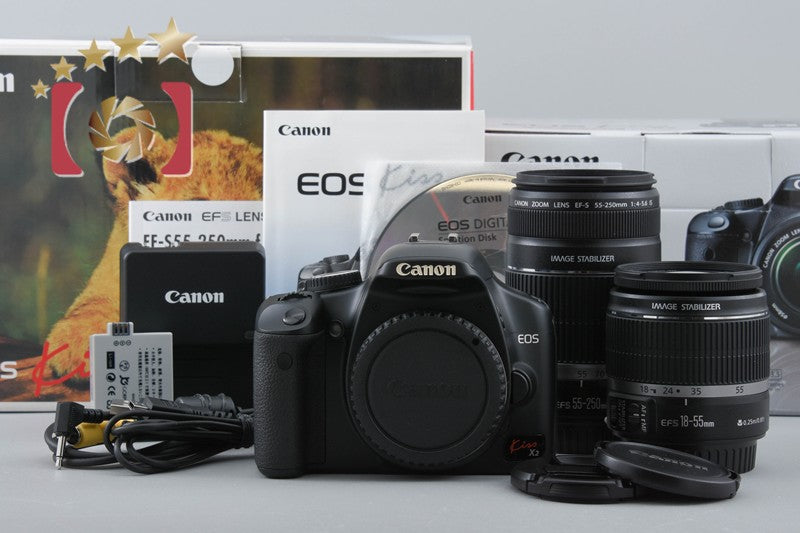 "Count 181" Canon EOS Kiss X2 / Rebel XSi / 450D 12.2MP 18-55 55-250 Lens w/ Box