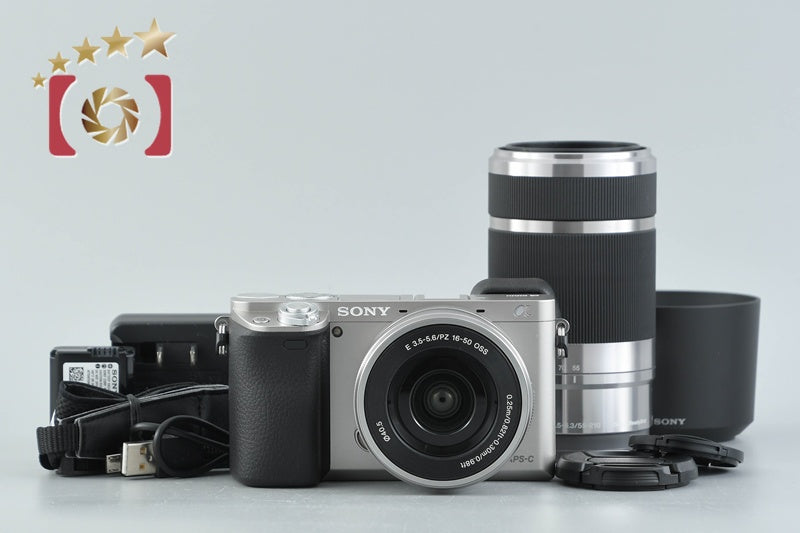 Sony α6000 ILCE-6000 Silver 24.3 MP 16-50 55-210 Lenses [Multiple Languages]