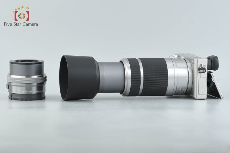 Sony α6000 ILCE-6000 Silver 24.3 MP 16-50 55-210 Lenses [Multiple Languages]