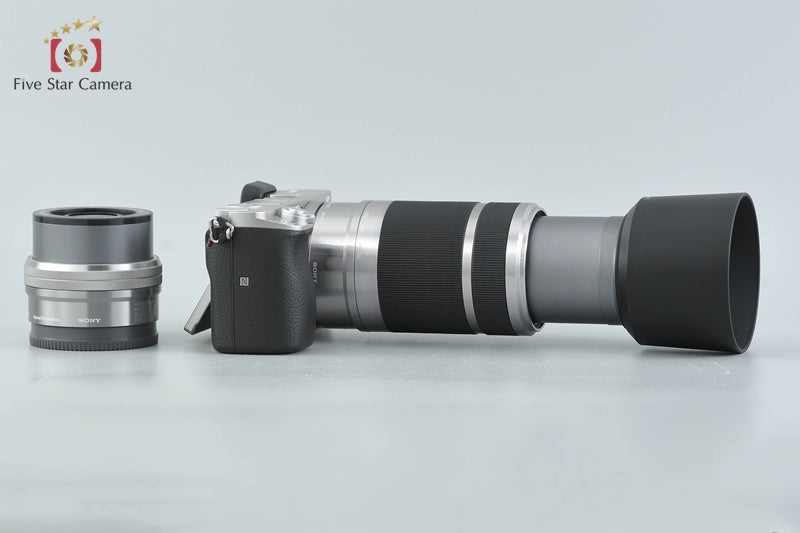 Sony α6000 ILCE-6000 Silver 24.3 MP 16-50 55-210 Lenses [Multiple Languages]