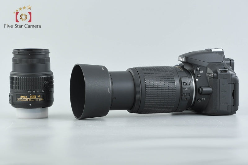 Nikon D5300 Black 24.2 MP DSLR Camera 18-55 55-200 VR Lenses