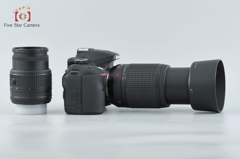 Nikon D5300 Black 24.2 MP DSLR Camera 18-55 55-200 VR Lenses