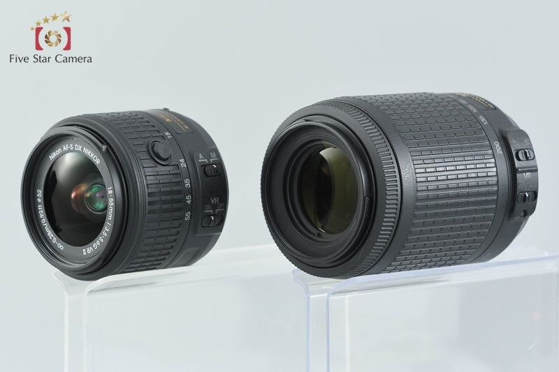 Nikon D5300 Black 24.2 MP DSLR Camera 18-55 55-200 VR Lenses