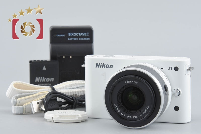 "Shutter count 1,890" Nikon 1 J1 White 10.1 MP Digital Camera 10-30 Lens
