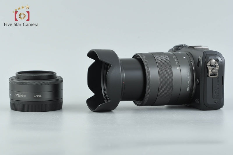 Canon EOS M Black 18.0 MP Mirrorless Camera 18-55 22 Lenses