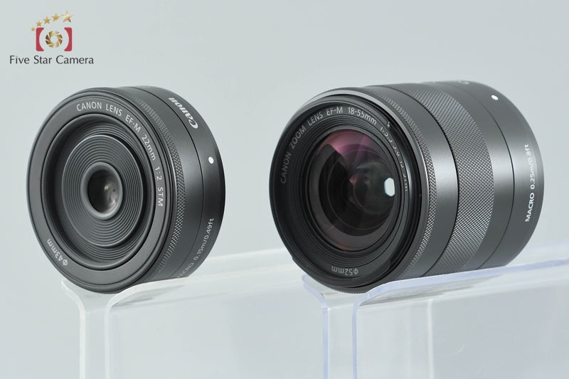Canon EOS M Black 18.0 MP Mirrorless Camera 18-55 22 Lenses