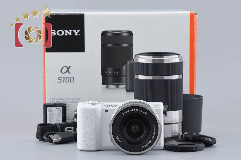 Sony α5100 ILCE-5100 White 24.3 MP 16-50 55-210 Lenses [Multiple Languages]