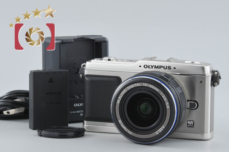 "Shutter count 4,999" Olympus PEN E-P1 Silver 12.3 MP Digital Camera 14-42 Lens