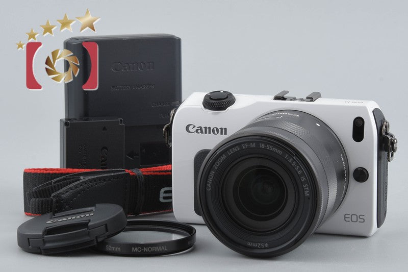 Canon EOS M White 18.0 MP Digital Mirrorless Camera EF-M 18-55 IS STM Lens