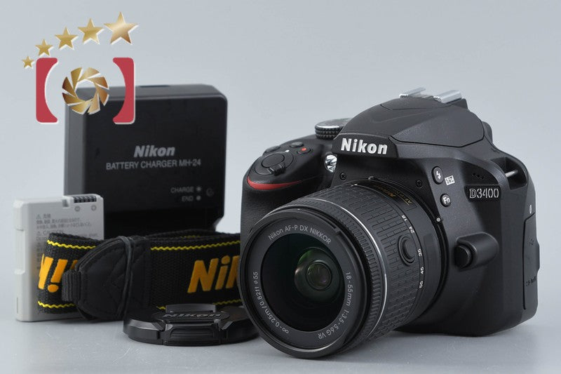 "Count 5,197" Nikon D3400 Black 24.2 MP DSLR AF-P 18-55 VR Lens