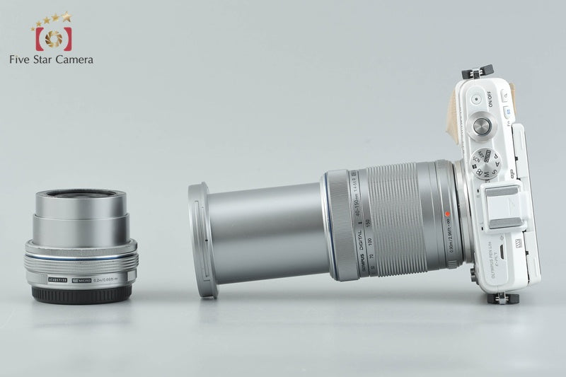 "Count 4,888" Olympus PEN Lite E-PL7 White 16.1 MP 14-42 40-150 Lenses
