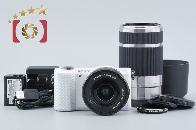 Sony Alpha a5000 ILCE-5000 White 20.1 MP 16-50 55-210 [Multiple Languages]