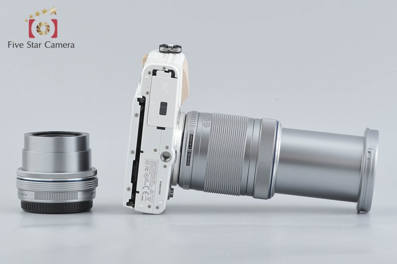 "Count 4,444" Olympus PEN Lite E-PL7 White 16.1 MP EZ 14-42 40-150 Lenses