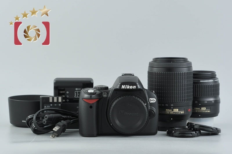 Nikon D40x 10.2 MP DSLR AF-S DX 18-55 55-200 Lenses