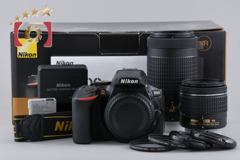 Nikon D5600 24.2 MP SLR Digital Camera 18-55 70-300 VR Lenses w/ Box