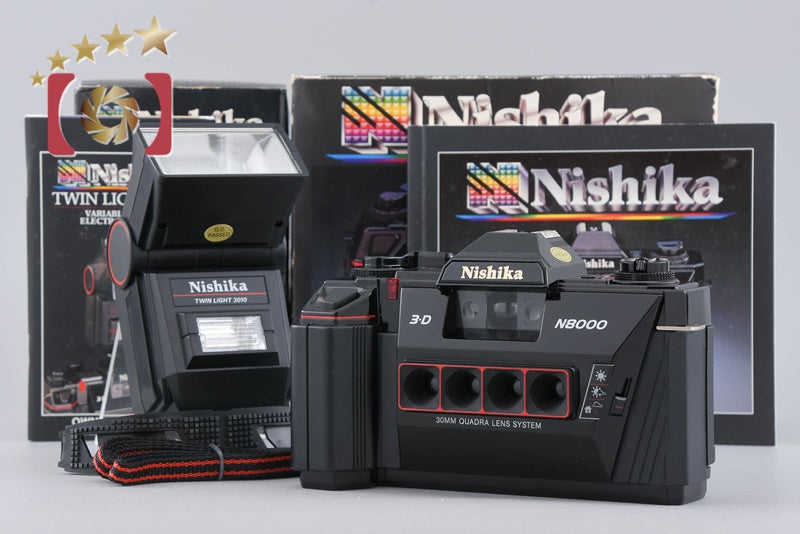 Nishika N8000 35mm Quadrascopic Stereo 3D Lenticular Camera + Twin Light 3010