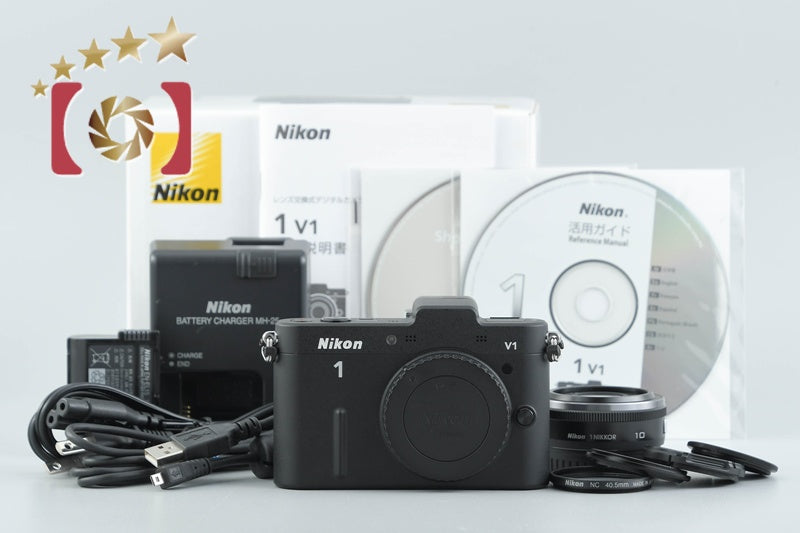 "Count 220" Nikon 1 V1 Black 10.1 MP Digital SLR Camera 10mm Lens w/ Box