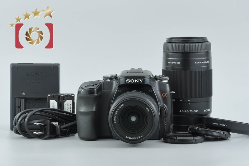Sony α100 DSLR-A100W Black 10.2 MP 18-70 75-300 Lenses [Japanese Language Only]