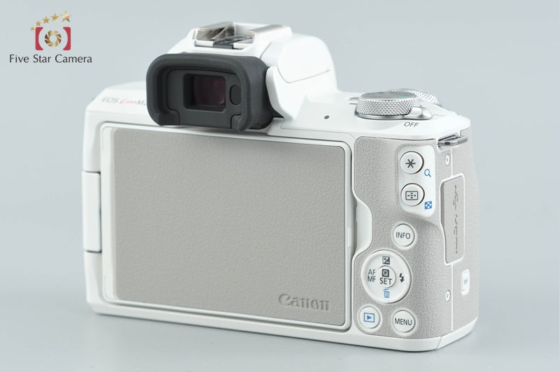 "Count 1,000" Canon EOS Kiss M2 White 24.1 MP EF-M 15-45 55-200 Lenses w/ Box