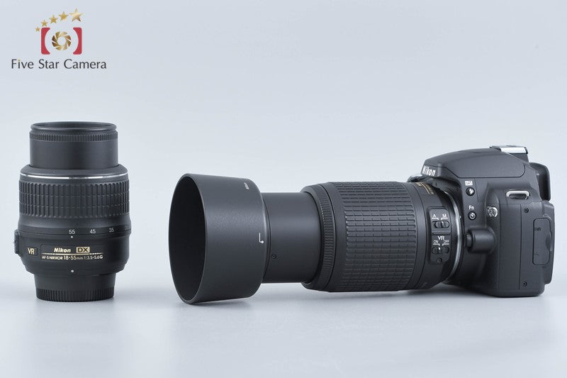 "Shutter count 2,901" Nikon D60 10.2 MP DSLR Camera 18-55 55-200 Lenses