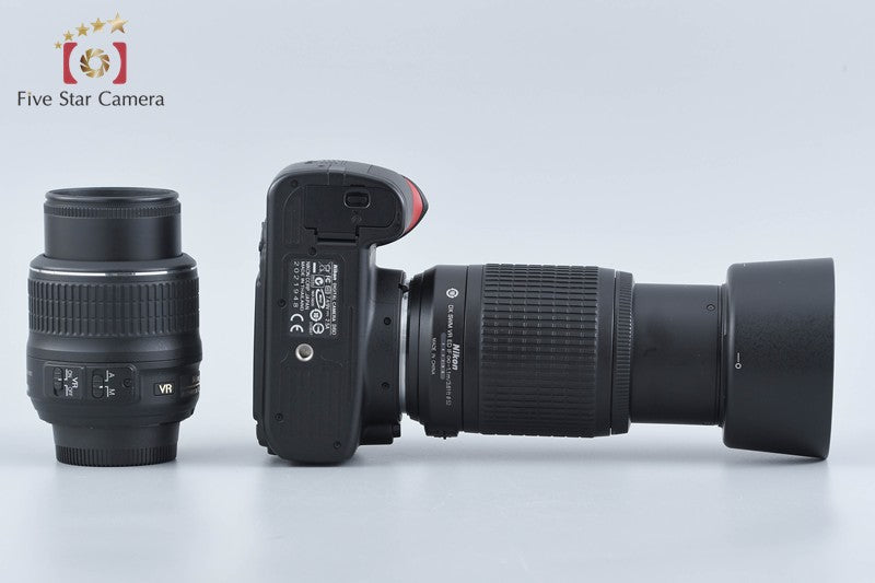 "Shutter count 2,901" Nikon D60 10.2 MP DSLR Camera 18-55 55-200 Lenses