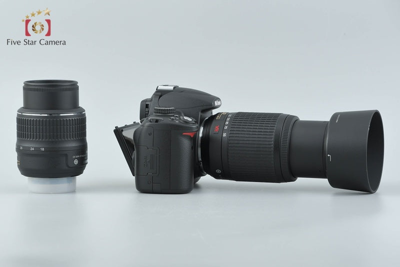 "Shutter count 2,292" Nikon D5000 12.3 MP DSLR Camera 18-55 55-200 VR Lenses
