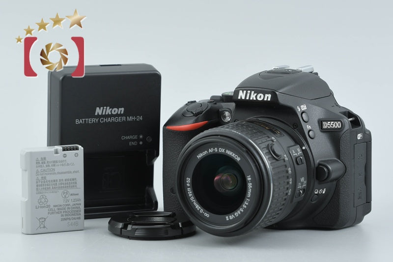 "Count 4,928" Nikon D5500 Black 24.2 MP Digital SLR Camera 18-55 VR II Lens