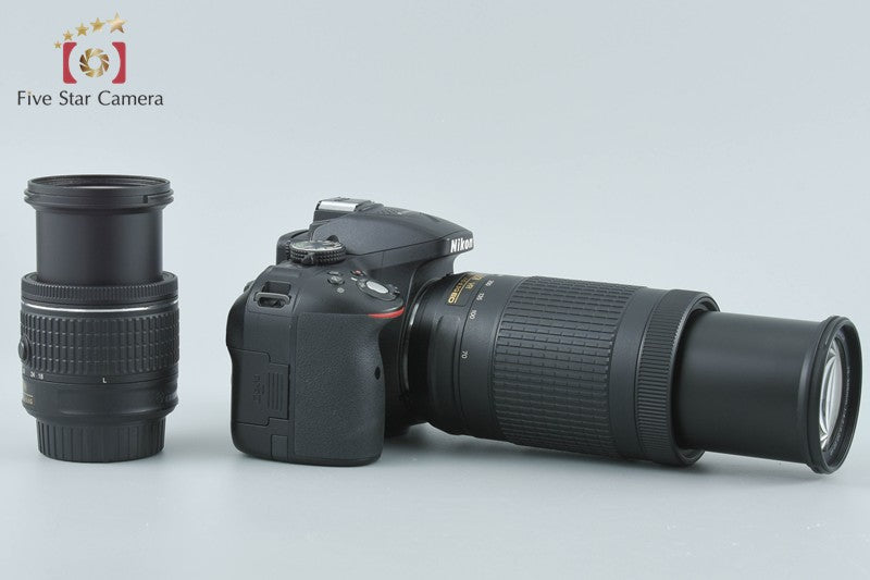 Nikon D5300 Black 24.2 MP DSLR Camera AF-P 18-55 70-300 VR Lenses