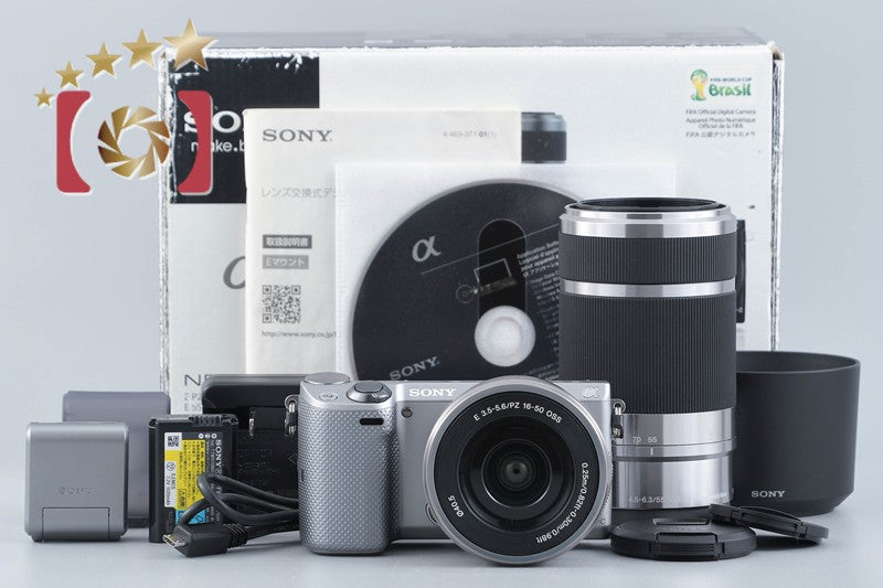 Sony α NEX-5T Silver 16.1 MP 16-50 55-210 Lenses w/ Box [Japanese Language Only]