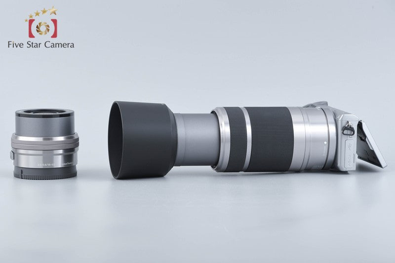 Sony α NEX-5T Silver 16.1 MP 16-50 55-210 Lenses w/ Box [Japanese Language Only]