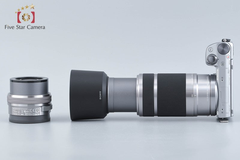 Sony α NEX-5T Silver 16.1 MP 16-50 55-210 Lenses w/ Box [Japanese Language Only]
