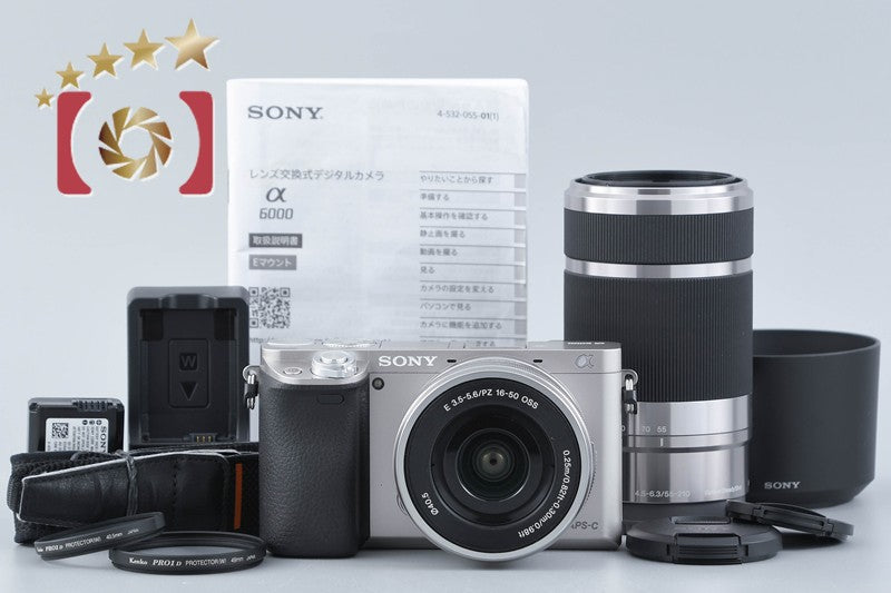 Sony Alpha α6000 ILCE-6000 Silver 16-50 55-210 Lenses [Multiple Languages]