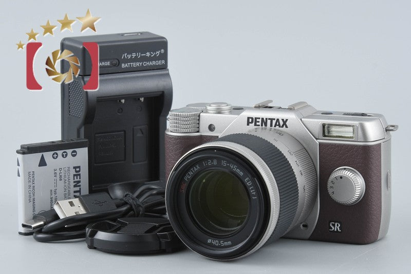 "Shutter count 1,364" PENTAX Q10 Silver Brown 12.4 MP Digital Camera 15-45 Lens
