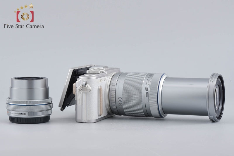 "Shutter count 666" Olympus PEN E-PL8 White 16.1 MP 14-42 40-150 Lenses w/ Box
