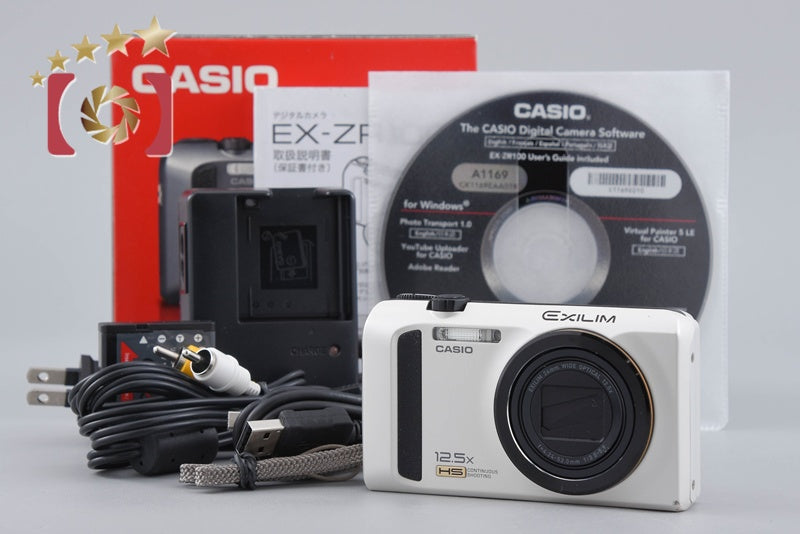 Casio HIGH SPEED EXILIM EX-ZR100 White 12.1 MP Digital Camera w/ Box