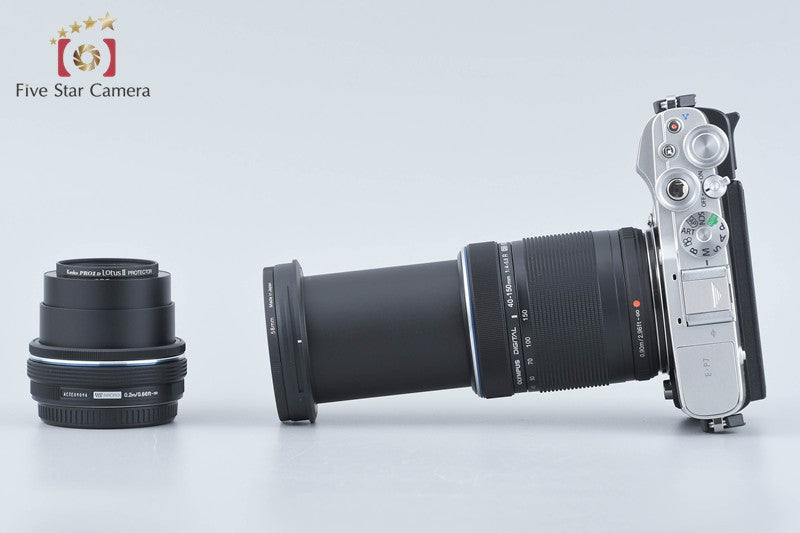 "Shutter count 2,077" Olympus PEN E-P7 Silver 20.3 MP EZ 14-42 40-150 Lenses