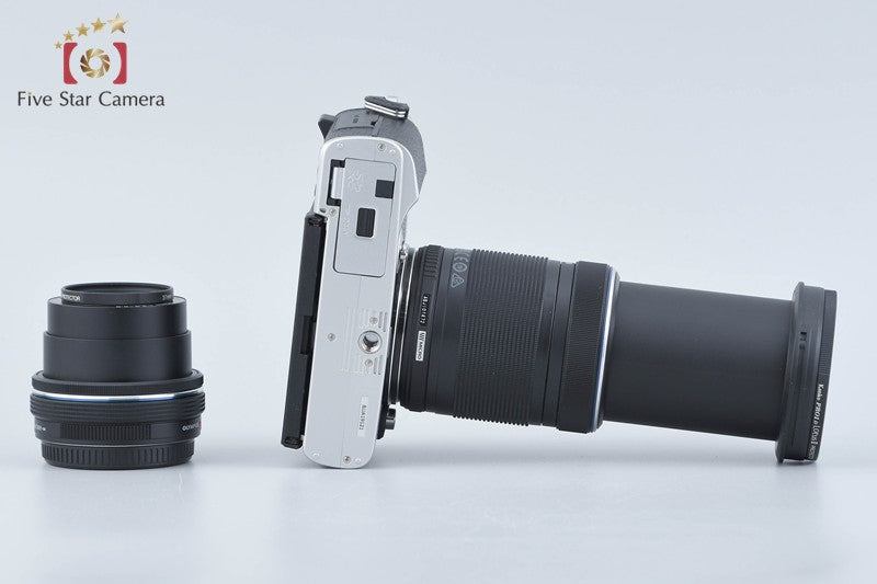 "Shutter count 2,077" Olympus PEN E-P7 Silver 20.3 MP EZ 14-42 40-150 Lenses
