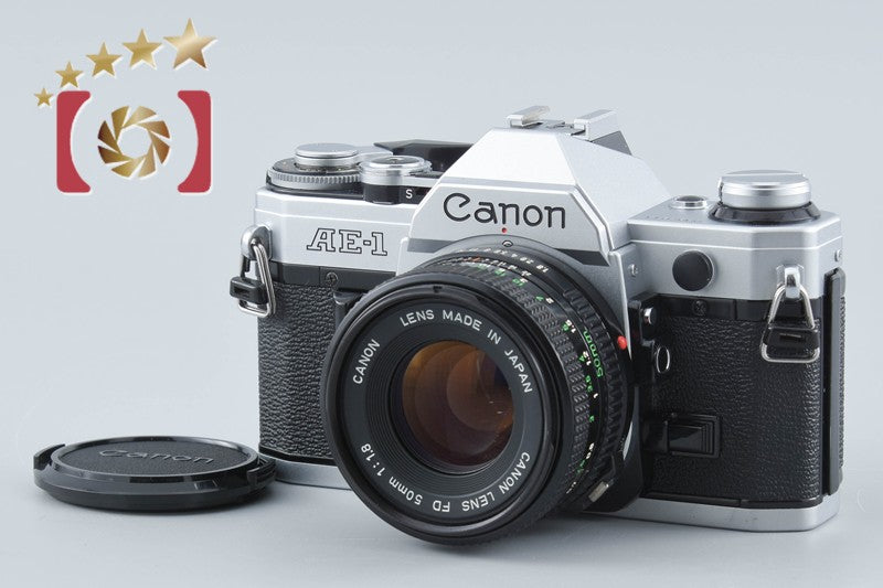 Canon AE-1 Silver 35mm SLR Film Camera + New FD 50mm f/1.8