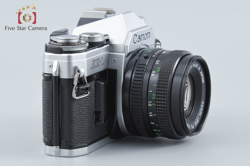 Canon AE-1 Silver 35mm SLR Film Camera + New FD 50mm f/1.8