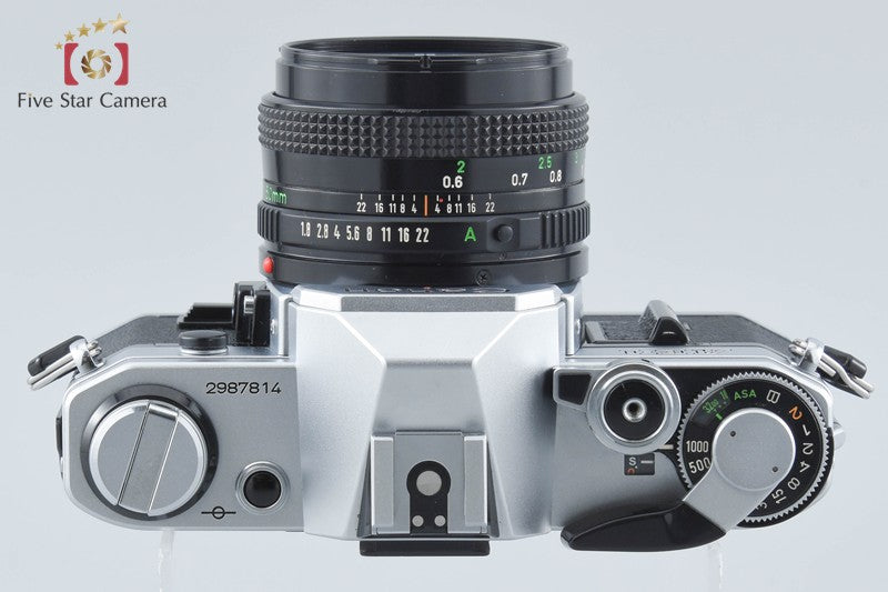 Canon AE-1 Silver 35mm SLR Film Camera + New FD 50mm f/1.8