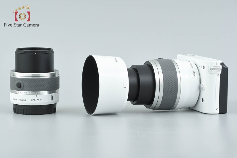 "Count 2,951" Nikon 1 J1 White 10.1 MP Digital Camera 10-30 30-110 Lenses