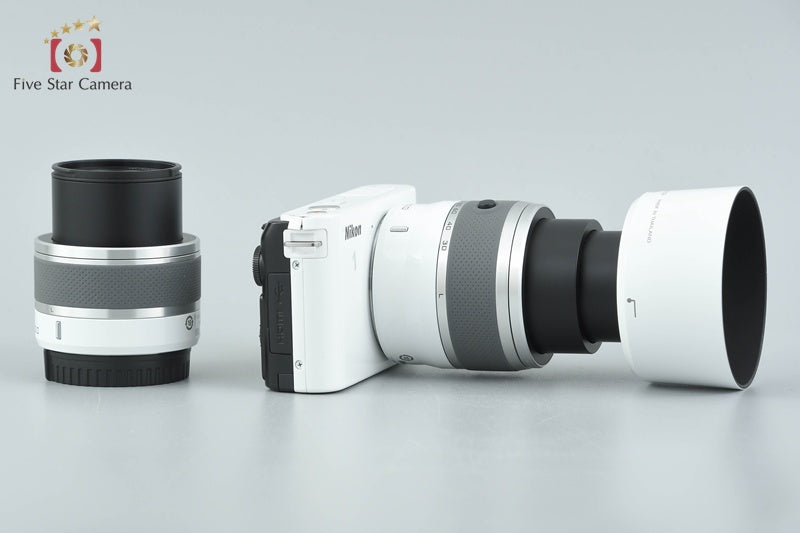 "Count 2,951" Nikon 1 J1 White 10.1 MP Digital Camera 10-30 30-110 Lenses