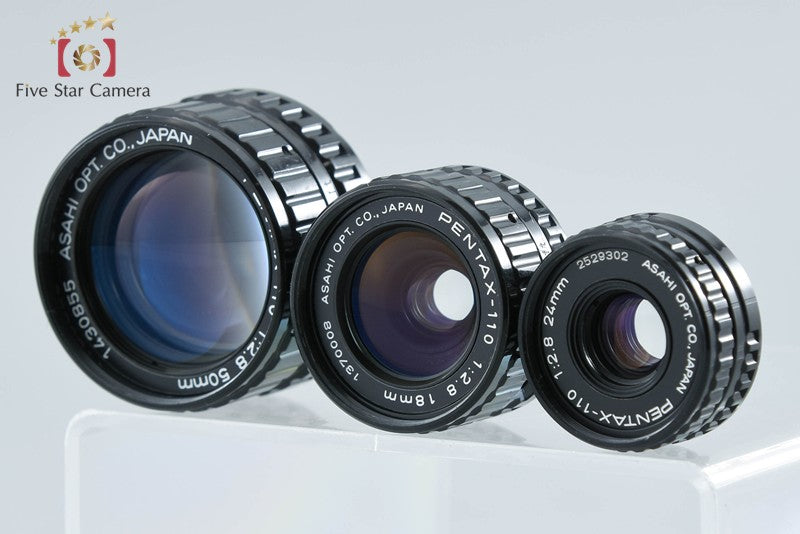 Pentax 110 18mm f/2.8 + 24mm f/2.8 + 50mm f/2.8