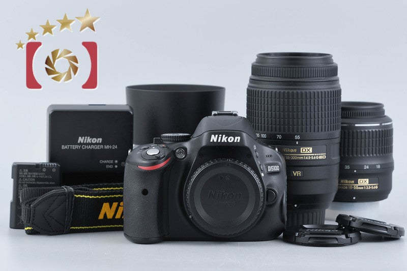 "Count 1,395" Nikon D5100 16.2 MP SLR Digital Camera 18-55 55-300 Lenses