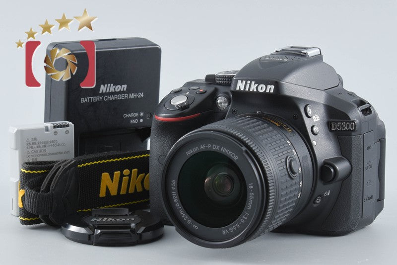"Count 4,332" Nikon D5300 Black 24.2 MP DSLR Camera AF-P 18-55 VR Lens