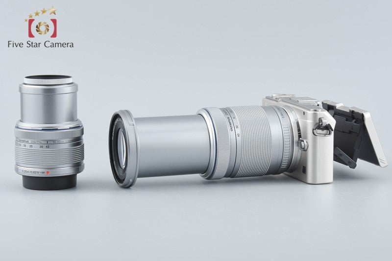 "Count 1,553" Olympus PEN Lite E-PL5 Silver 16.5 MP DSLR 14-42 40-150 Lenses