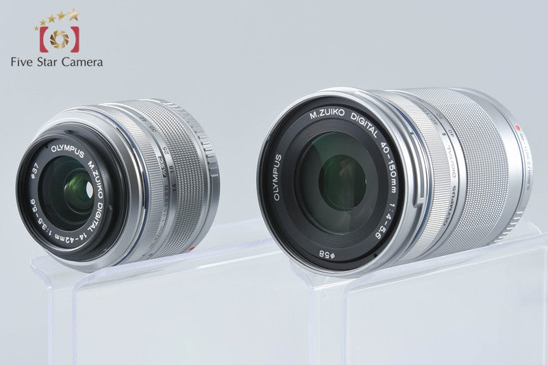 "Count 1,553" Olympus PEN Lite E-PL5 Silver 16.5 MP DSLR 14-42 40-150 Lenses