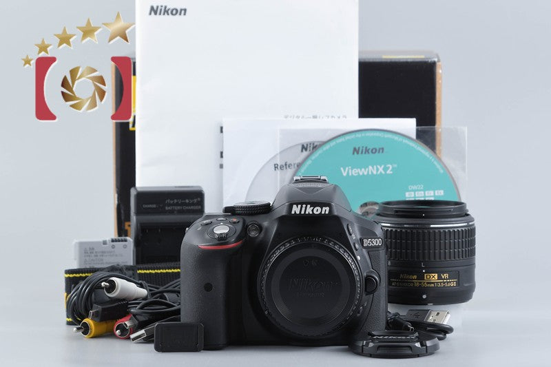 "Count 2,990" Nikon D5300 Black 24.2 MP DSLR Camera 18-55 VR II Lens w/ Box