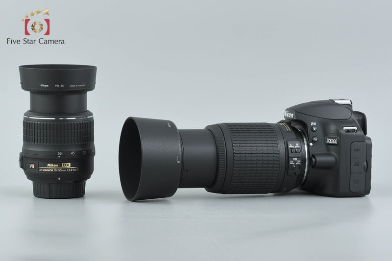 "Count 649" Nikon D3200 Black 24.2 MP DSLR AF-S DX 18-55 55-200 VR Lenses
