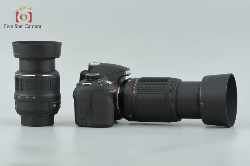 "Count 649" Nikon D3200 Black 24.2 MP DSLR AF-S DX 18-55 55-200 VR Lenses